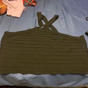 Plus Size Black Criss Cross Halter Top